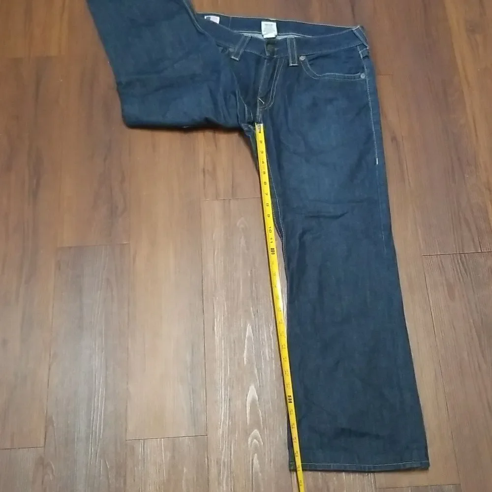 True Religion Jeans Billy 34 waist x 29 inseam Stitch Blue Denim Dark Wash